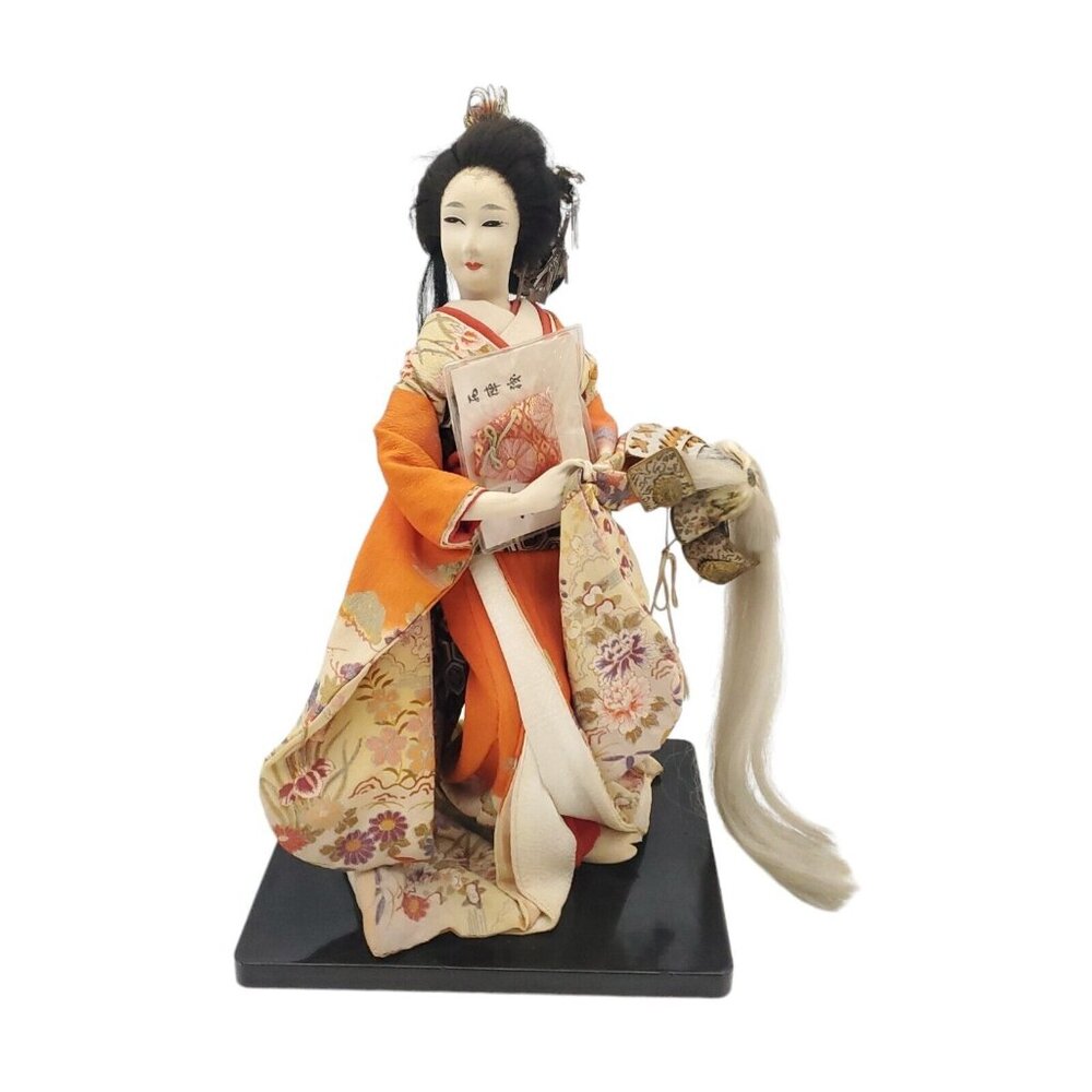 Geisha Girl Vintage Japanese Nishi 16" Doll Silk Kimono‎ Samurai Helmet RARE